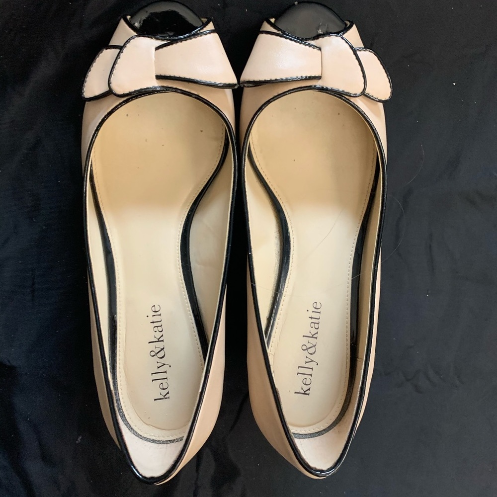 Color block peep toe wedges, In like new condition